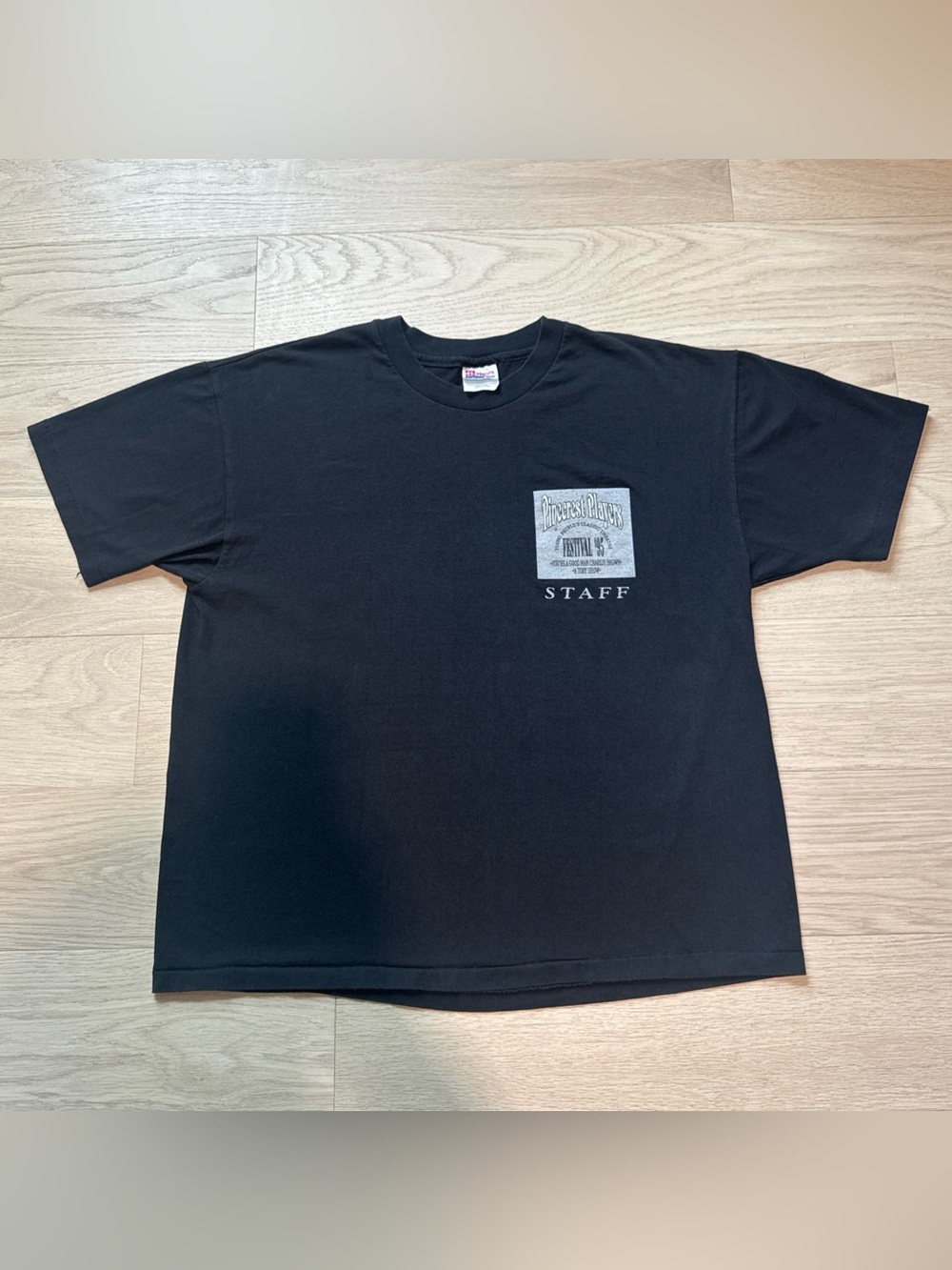 VTG 1995 Hanes Heavyweight 50/50 Black Theatre Staff Graphic Tee XL SingleStitch